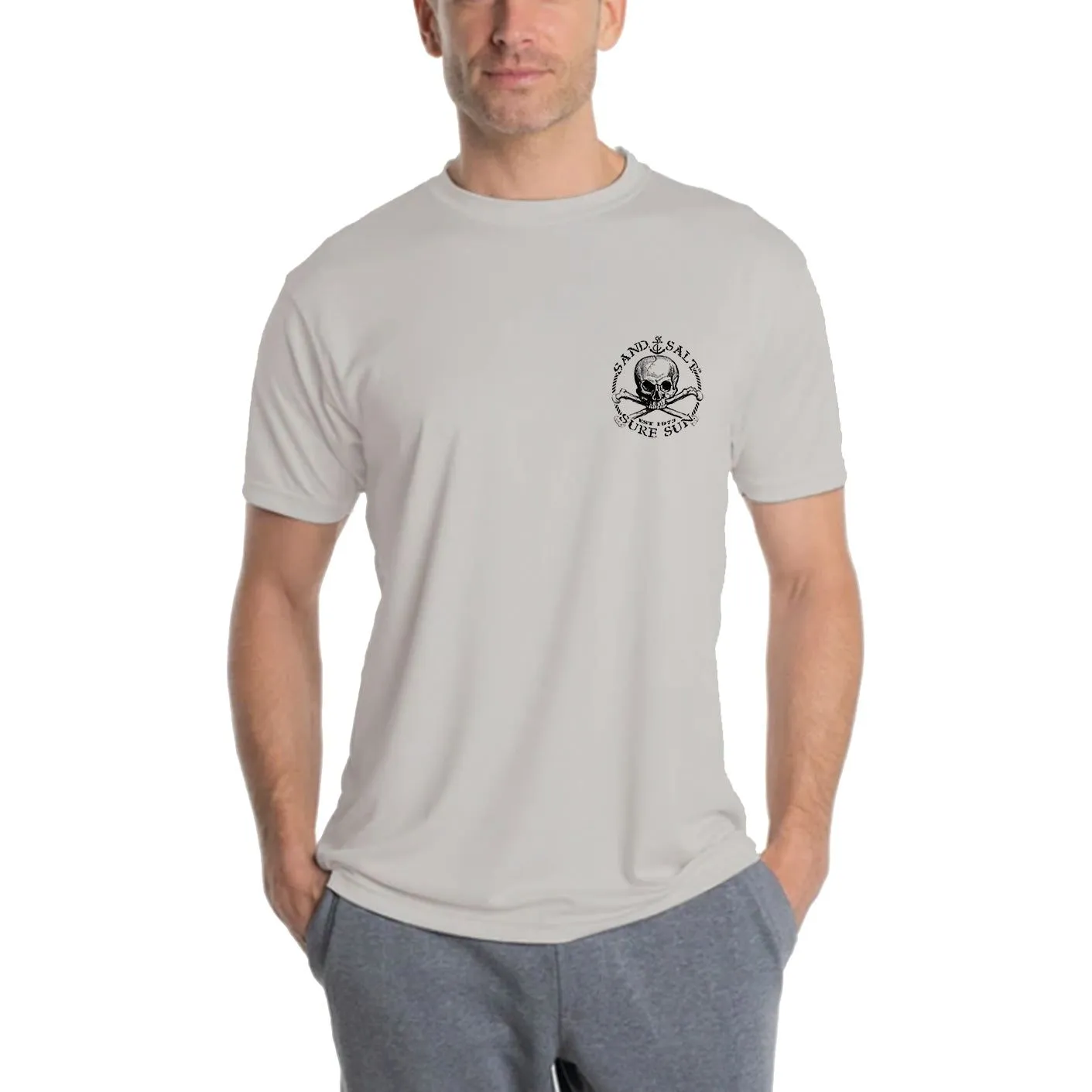 SAND.SALT.SURF.SUN. Dive or Die Men's UPF 50  UV Sun Protection Performance Short Sleeve T-Shirt