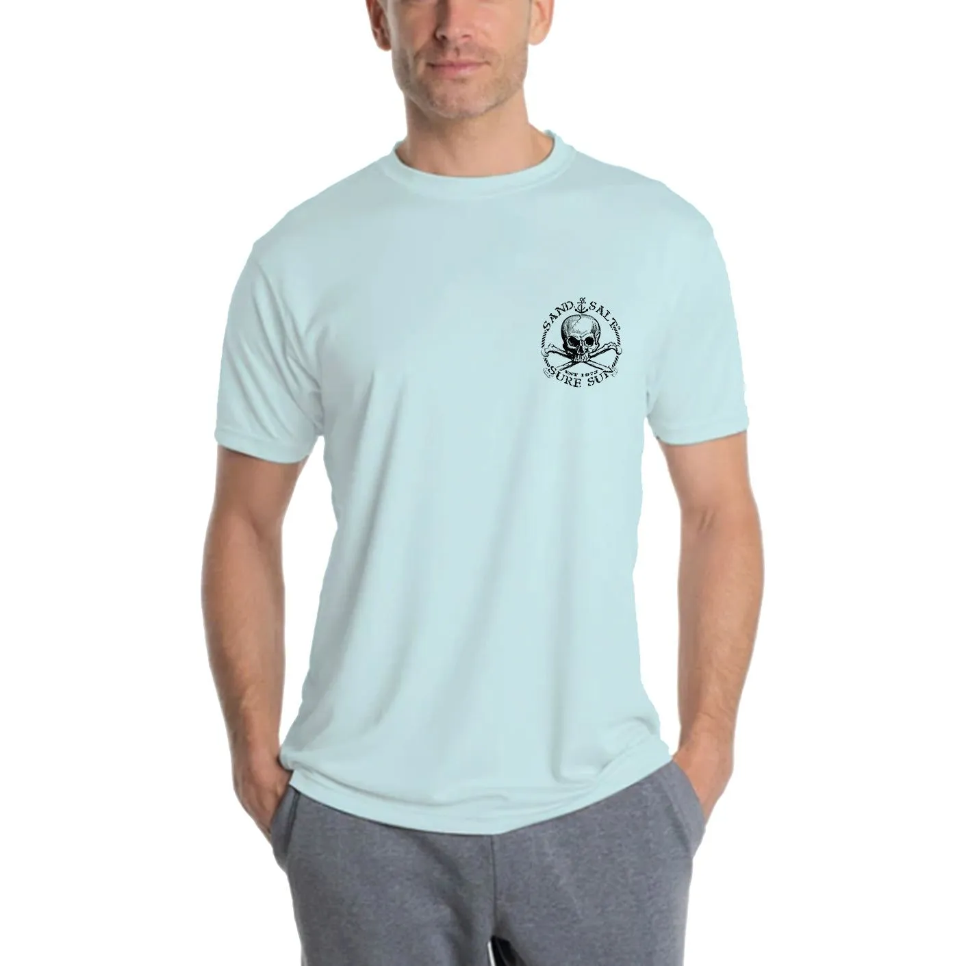 SAND.SALT.SURF.SUN. Dive or Die Men's UPF 50  UV Sun Protection Performance Short Sleeve T-Shirt