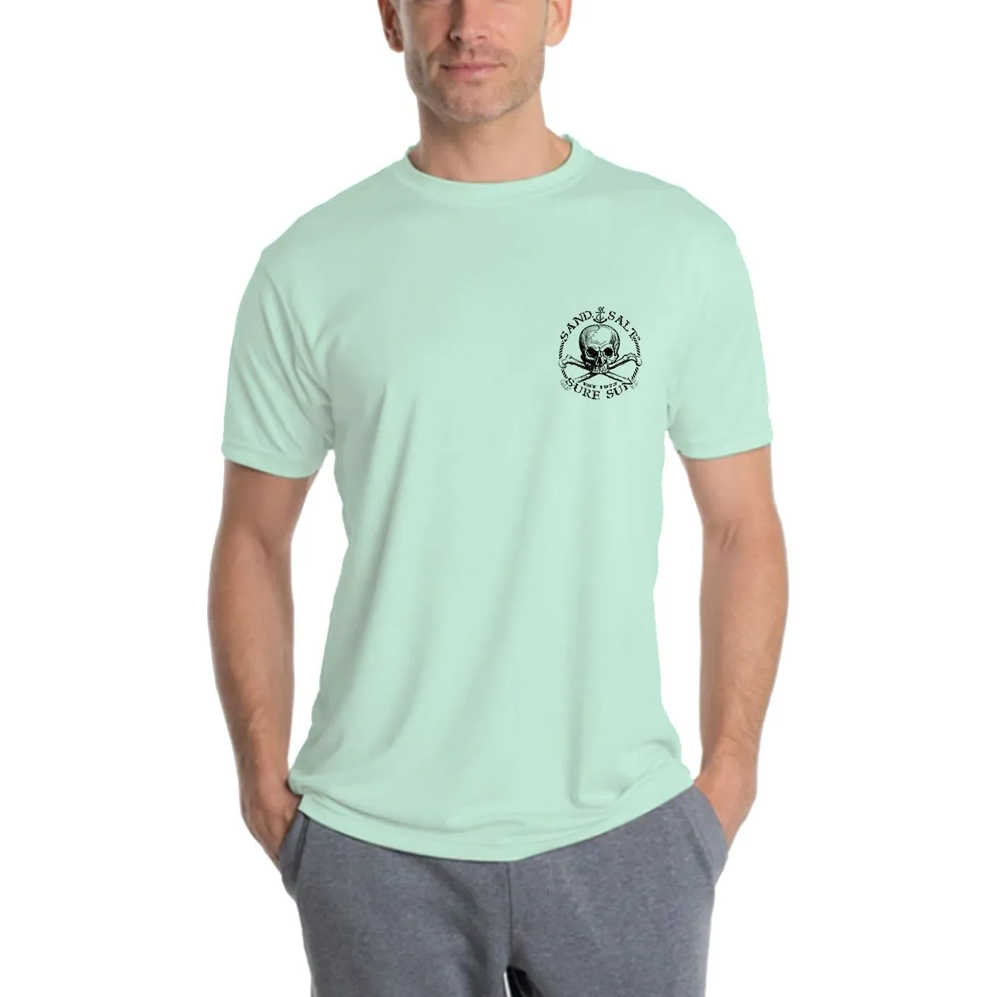SAND.SALT.SURF.SUN. Dive or Die Men's UPF 50  UV Sun Protection Performance Short Sleeve T-Shirt