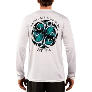 SAND.SALT.SURF.SUN. Dolphin Tribal Men's UPF 50  UV Sun Protection Performance Long Sleeve T-Shirt