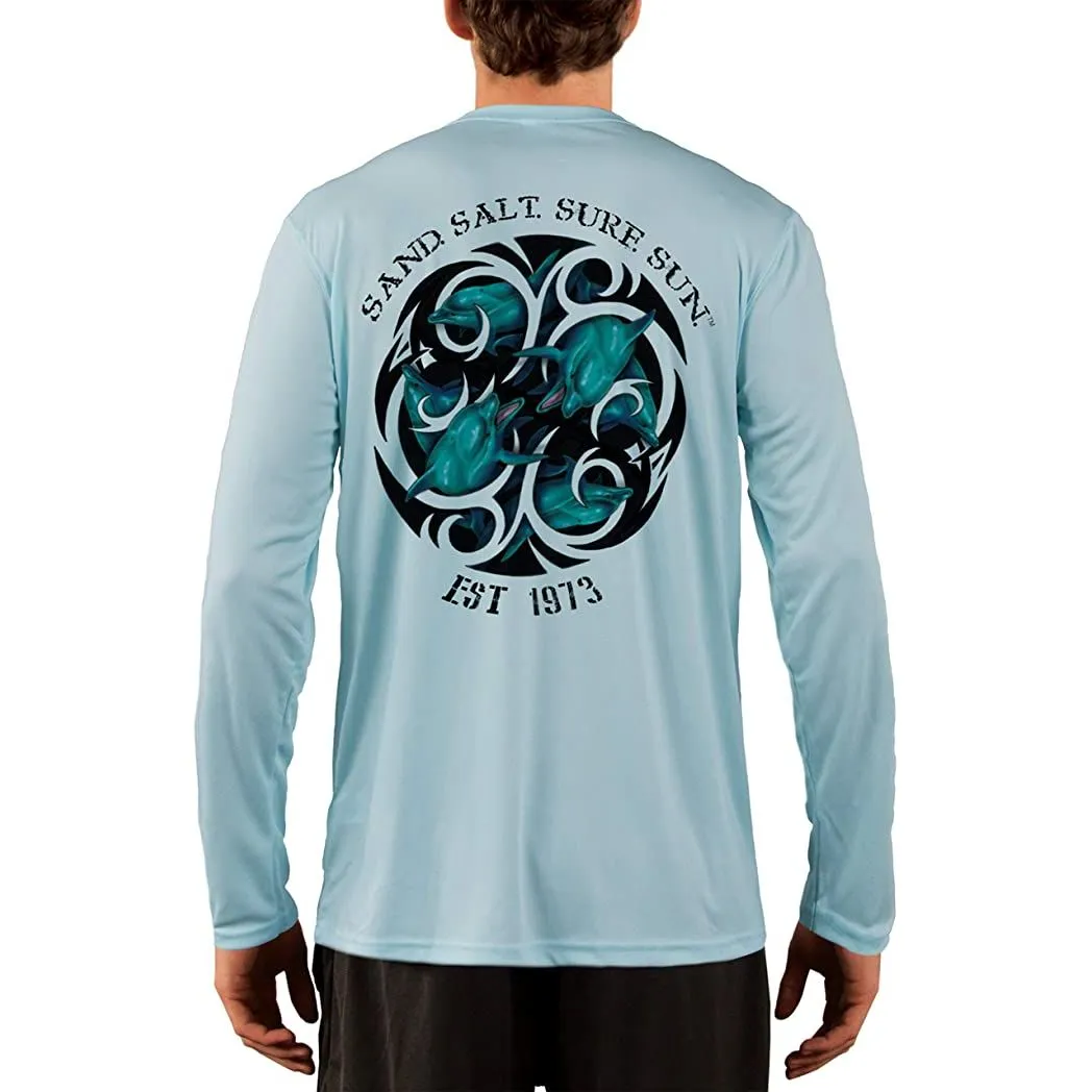 SAND.SALT.SURF.SUN. Dolphin Tribal Men's UPF 50  UV Sun Protection Performance Long Sleeve T-Shirt