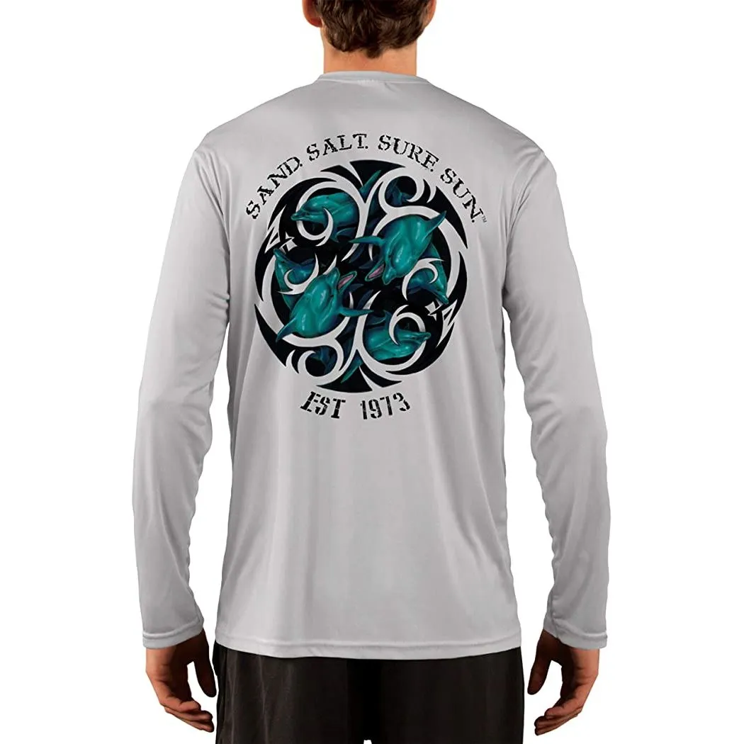 SAND.SALT.SURF.SUN. Dolphin Tribal Men's UPF 50  UV Sun Protection Performance Long Sleeve T-Shirt