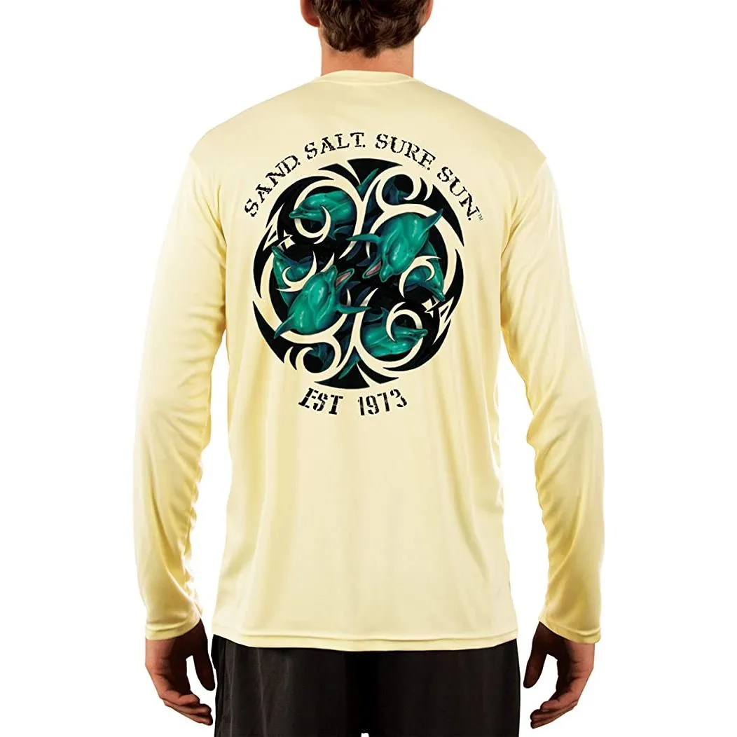 SAND.SALT.SURF.SUN. Dolphin Tribal Men's UPF 50  UV Sun Protection Performance Long Sleeve T-Shirt
