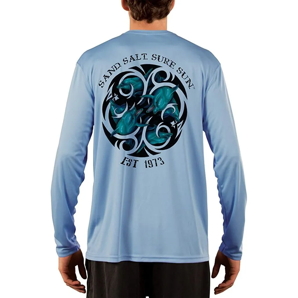 SAND.SALT.SURF.SUN. Dolphin Tribal Men's UPF 50  UV Sun Protection Performance Long Sleeve T-Shirt