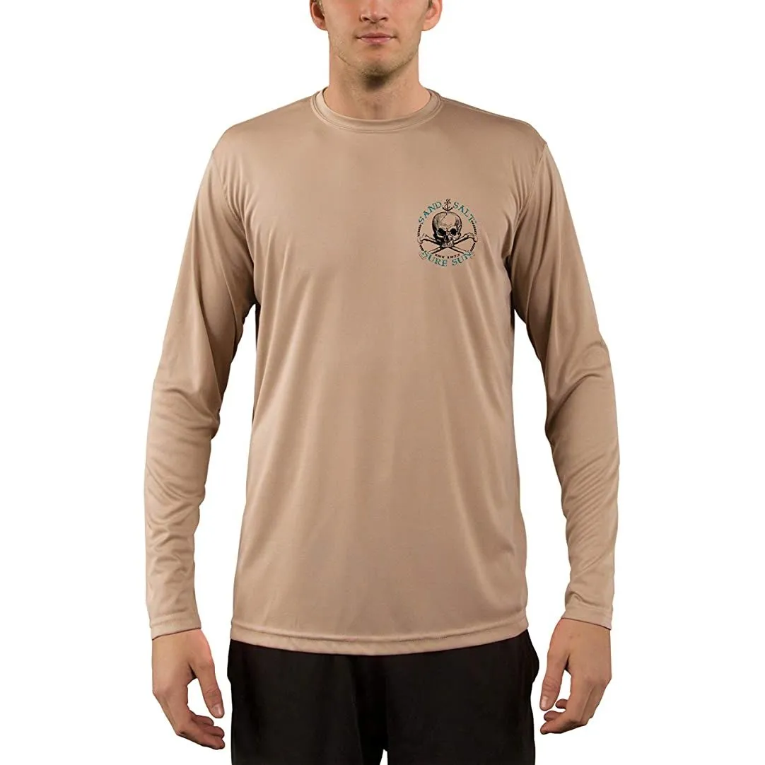 SAND.SALT.SURF.SUN. Flaming Shark Men's UPF 50  UV Sun Protection Performance Long Sleeve T-Shirt