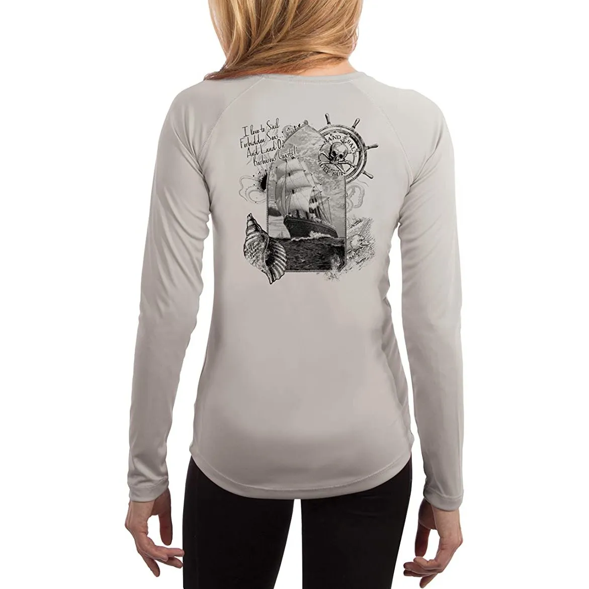 SAND.SALT.SURF.SUN. Forbidden Ship Women's UPF 50  UV Sun Protection Performance Long Sleeve T-Shirt