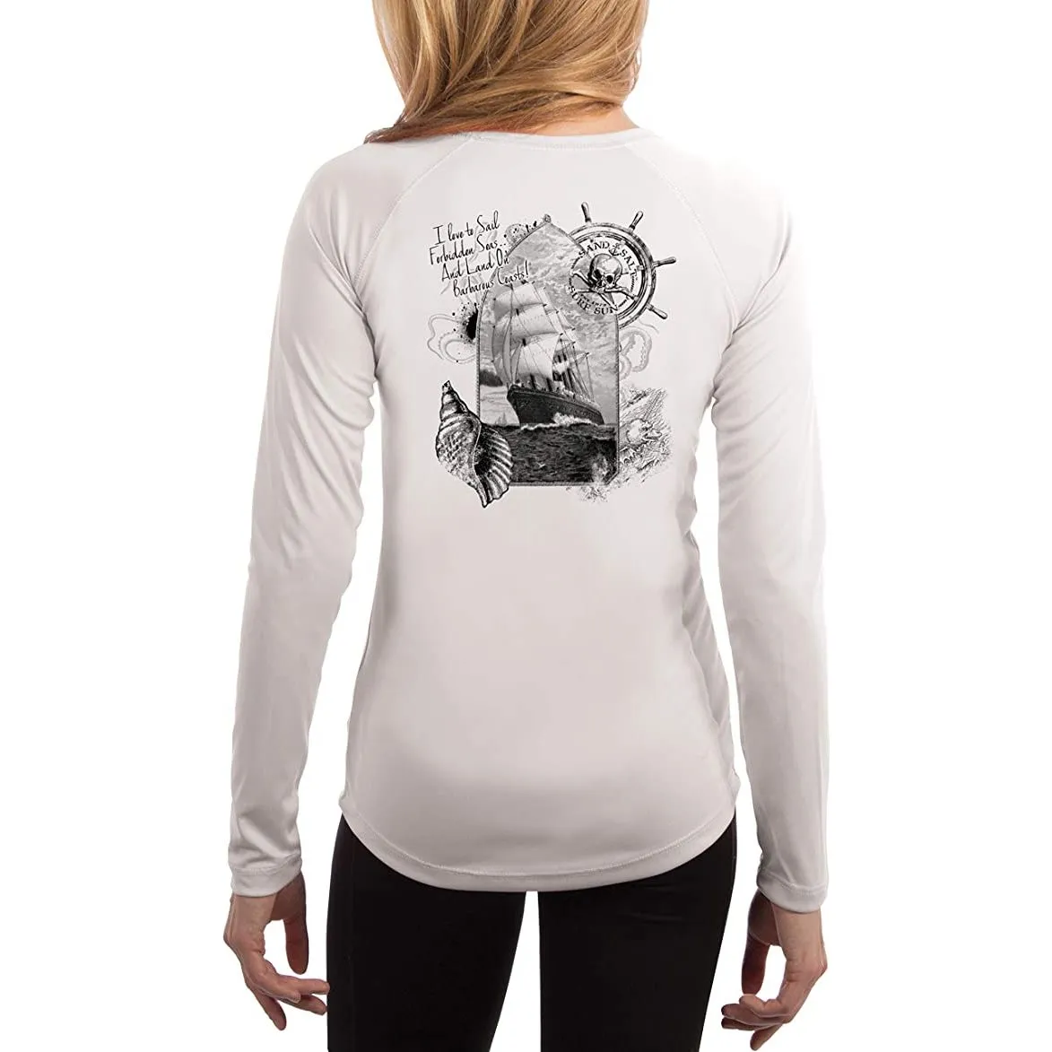 SAND.SALT.SURF.SUN. Forbidden Ship Women's UPF 50  UV Sun Protection Performance Long Sleeve T-Shirt