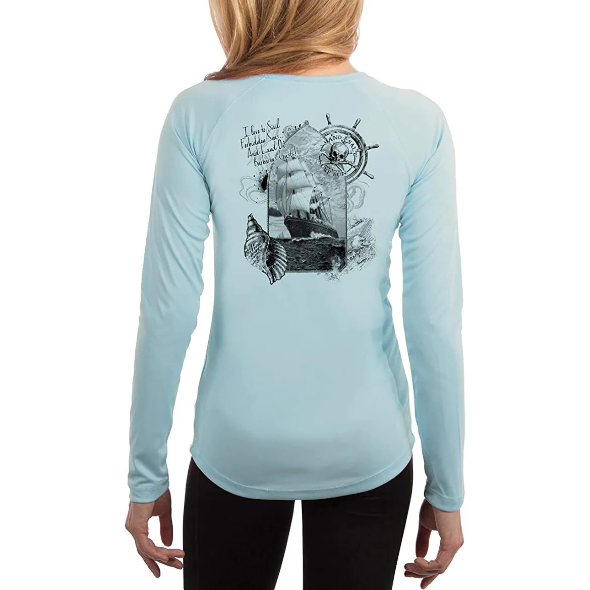 SAND.SALT.SURF.SUN. Forbidden Ship Women's UPF 50  UV Sun Protection Performance Long Sleeve T-Shirt
