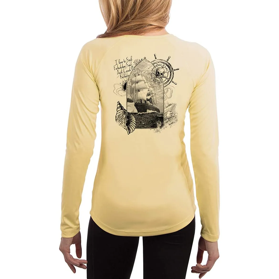 SAND.SALT.SURF.SUN. Forbidden Ship Women's UPF 50  UV Sun Protection Performance Long Sleeve T-Shirt