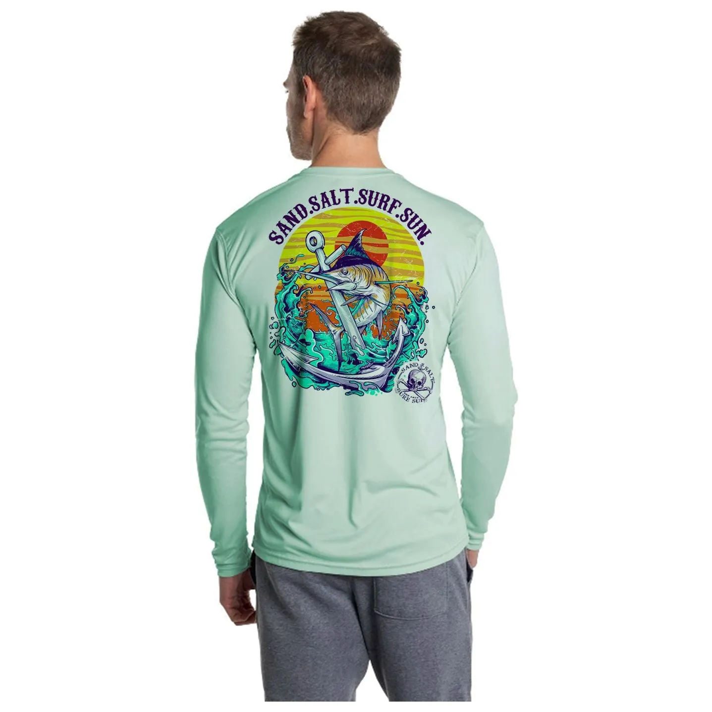 SAND.SALT.SURF.SUN. Marlin Men's Anchor UPF 50  UV Sun Protection Performance Long Sleeve T-Shirt