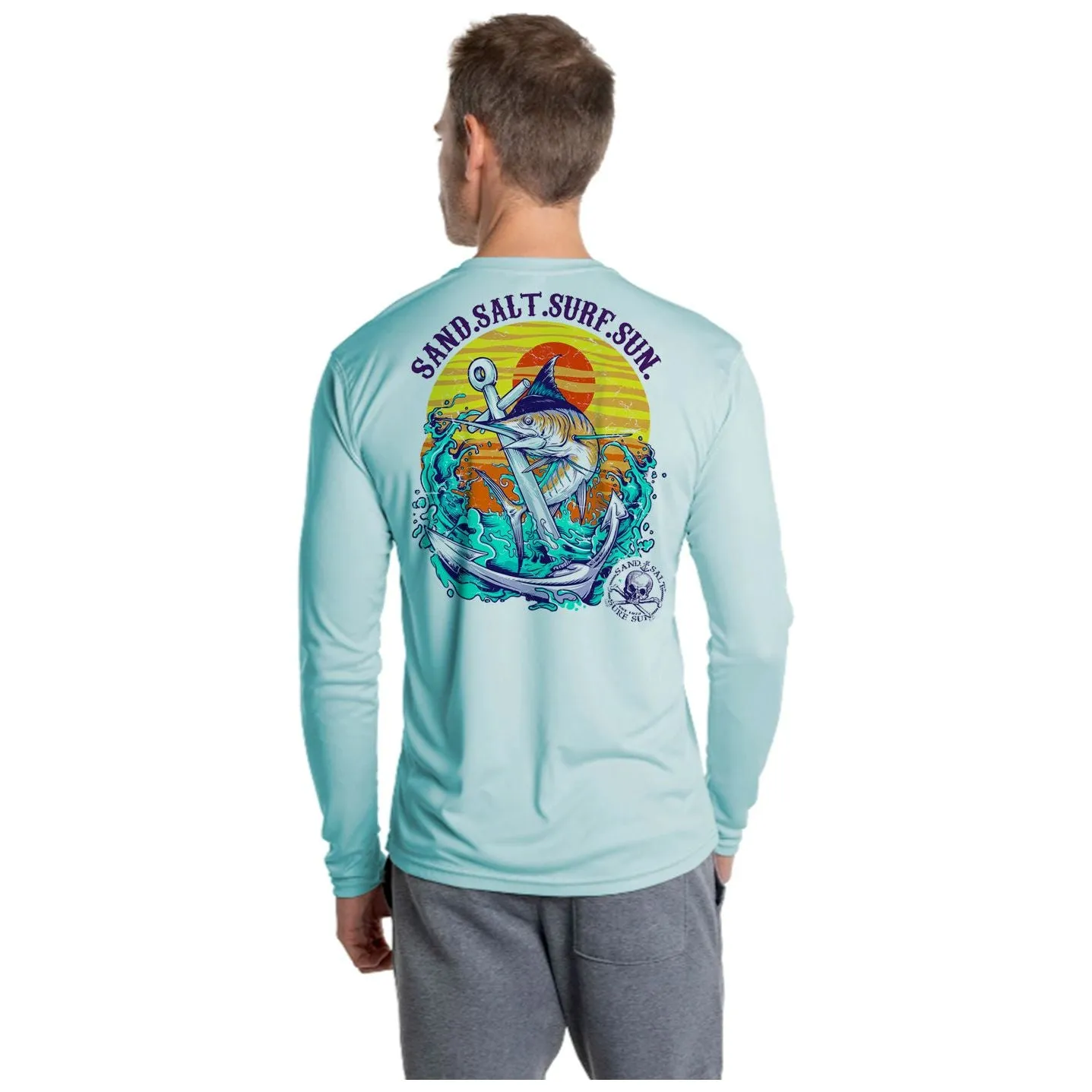 SAND.SALT.SURF.SUN. Marlin Men's Anchor UPF 50  UV Sun Protection Performance Long Sleeve T-Shirt