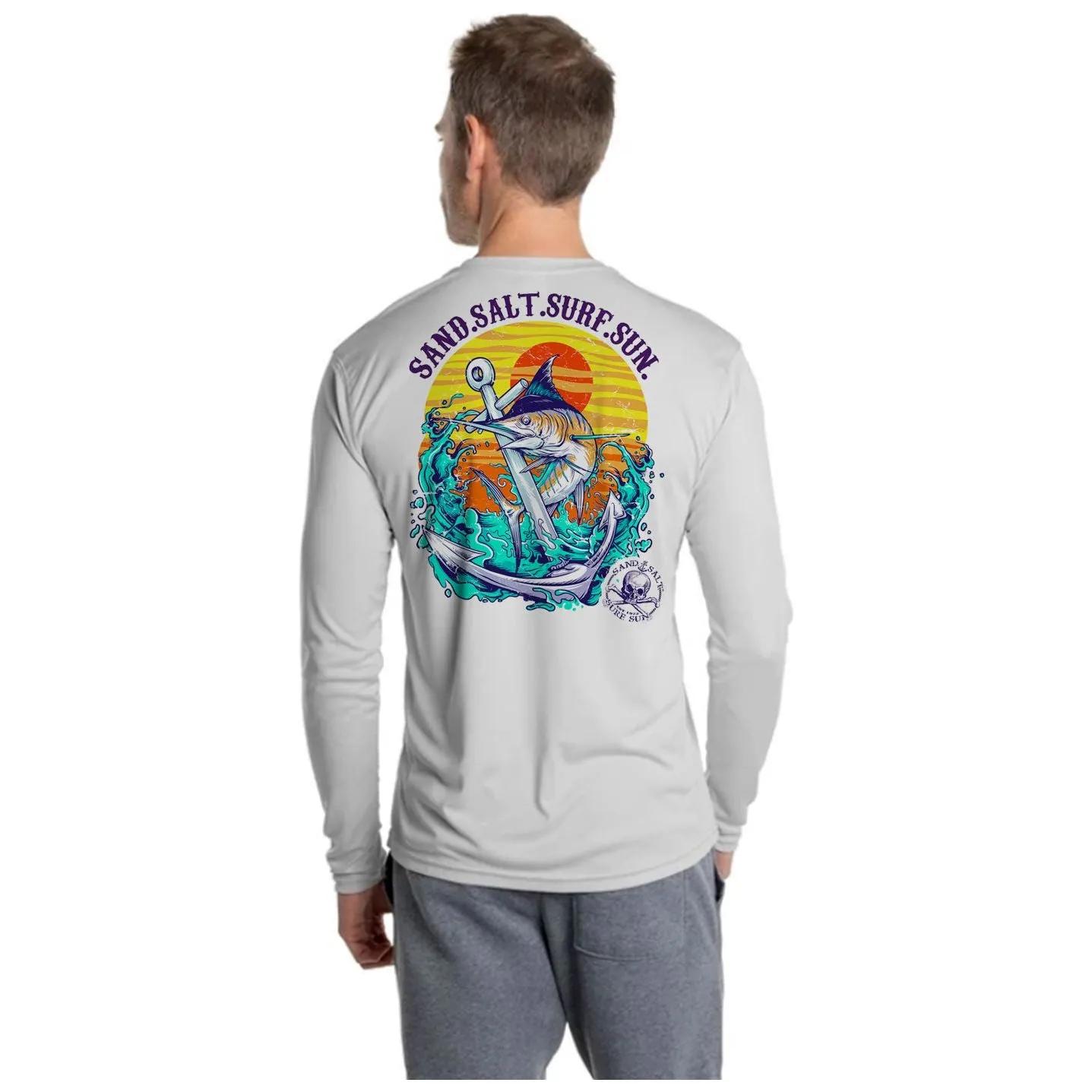 SAND.SALT.SURF.SUN. Marlin Men's Anchor UPF 50  UV Sun Protection Performance Long Sleeve T-Shirt
