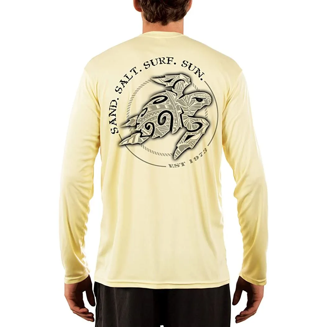 SAND.SALT.SURF.SUN. Polynesian Sea Turtle Men's UPF 50  UV Sun Protection Performance Long Sleeve T-Shirt