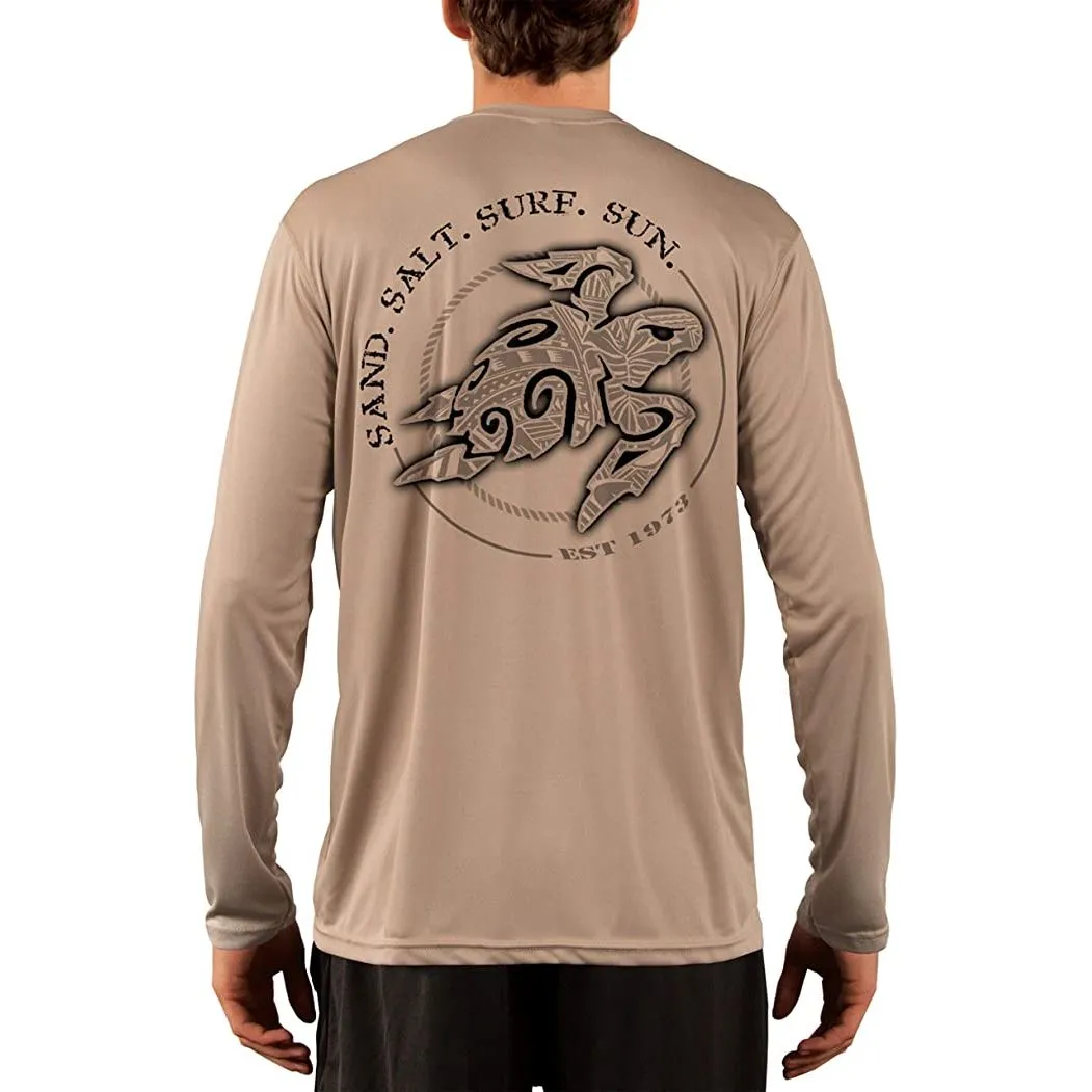 SAND.SALT.SURF.SUN. Polynesian Sea Turtle Men's UPF 50  UV Sun Protection Performance Long Sleeve T-Shirt