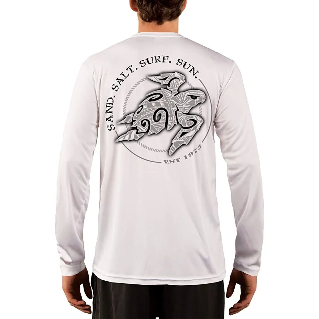 SAND.SALT.SURF.SUN. Polynesian Sea Turtle Men's UPF 50  UV Sun Protection Performance Long Sleeve T-Shirt