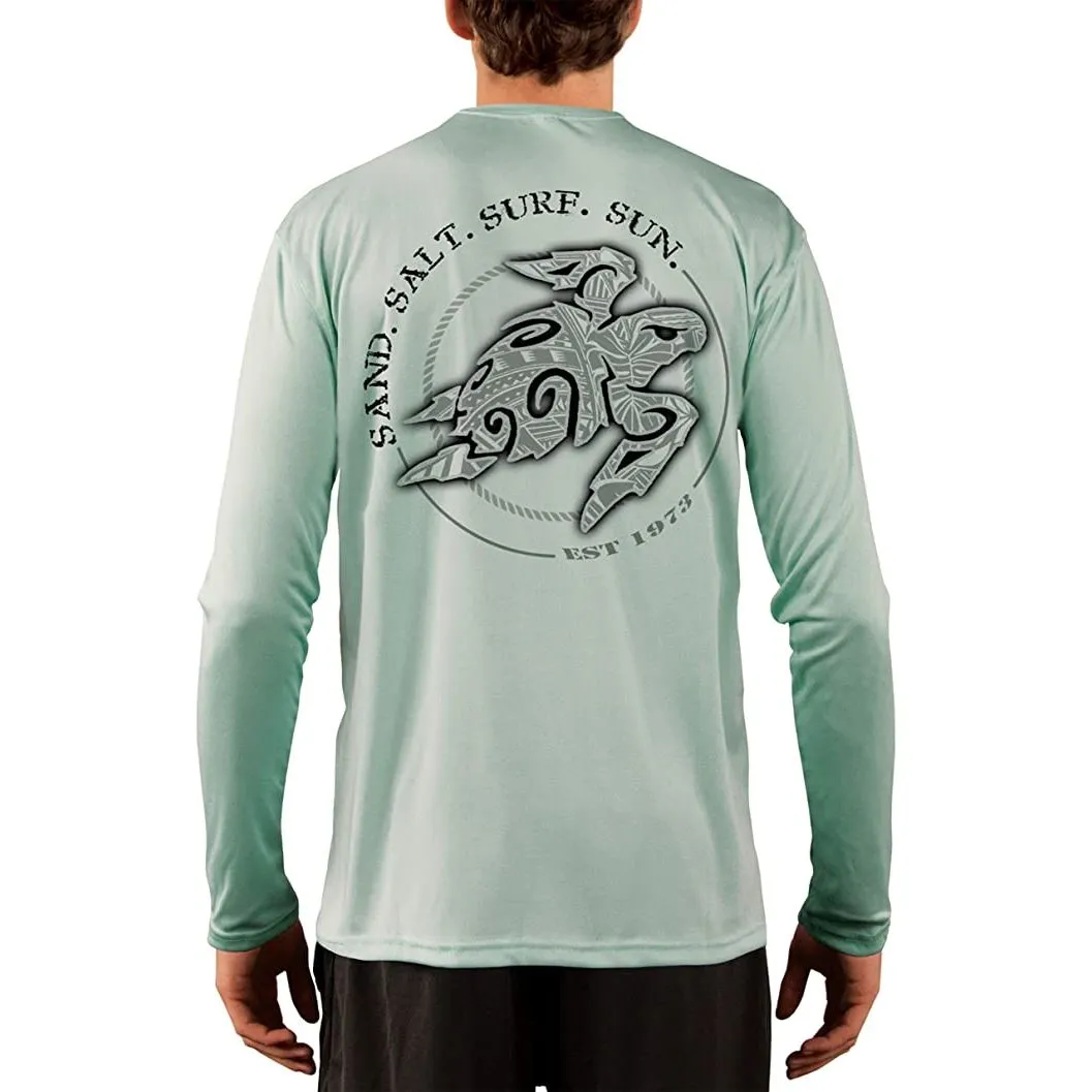 SAND.SALT.SURF.SUN. Polynesian Sea Turtle Men's UPF 50  UV Sun Protection Performance Long Sleeve T-Shirt