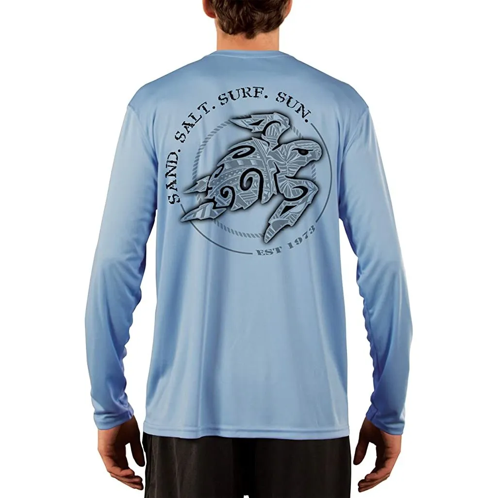 SAND.SALT.SURF.SUN. Polynesian Sea Turtle Men's UPF 50  UV Sun Protection Performance Long Sleeve T-Shirt