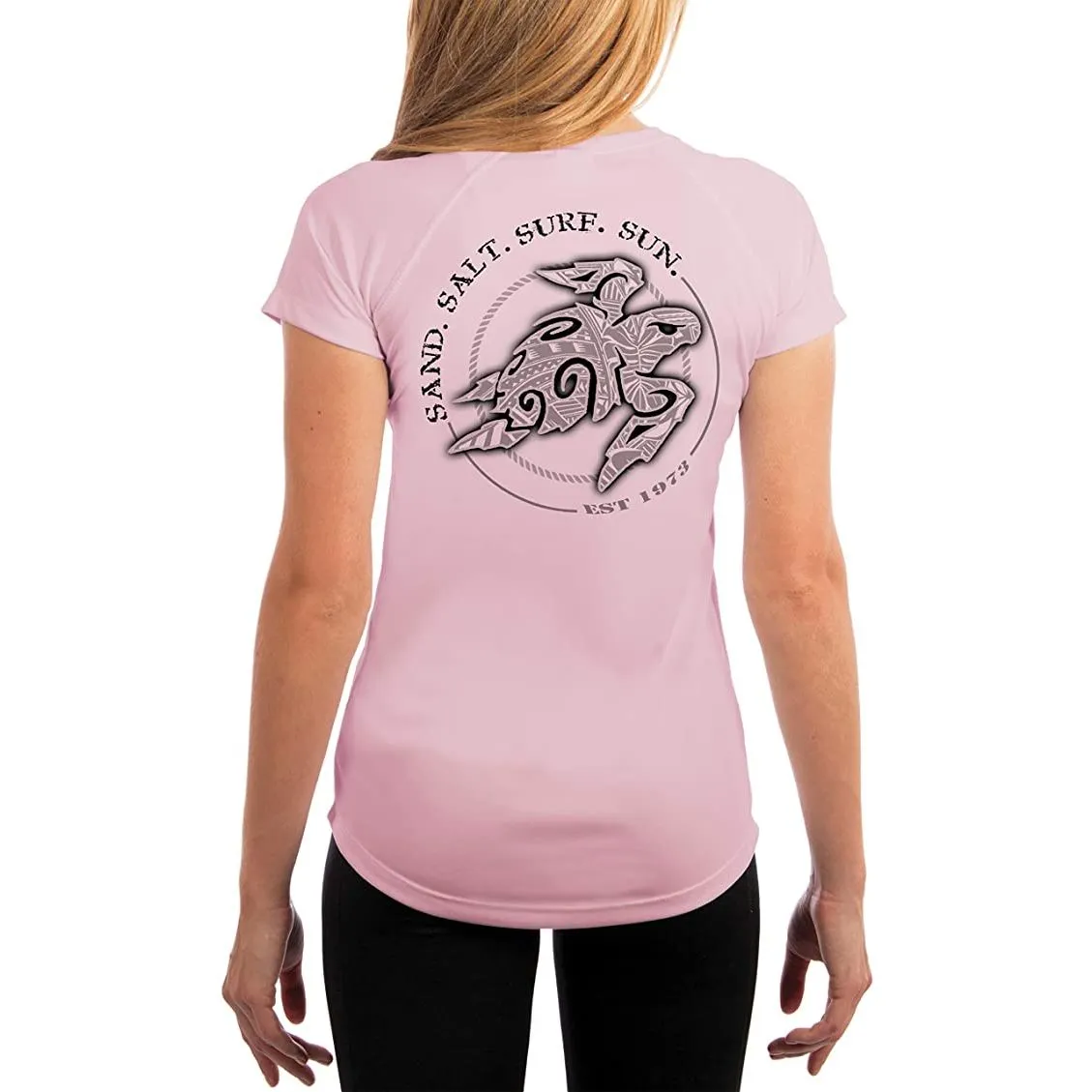 SAND.SALT.SURF.SUN. Polynesian Sea Turtle Women's UPF 50  UV Sun Protection Performance Short Sleeve T-Shirt