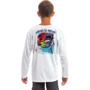 SAND.SALT.SURF.SUN. Saltwater Fish Sailfish Youth UPF 50  UV Sun Protection Performance Long Sleeve T-Shirt