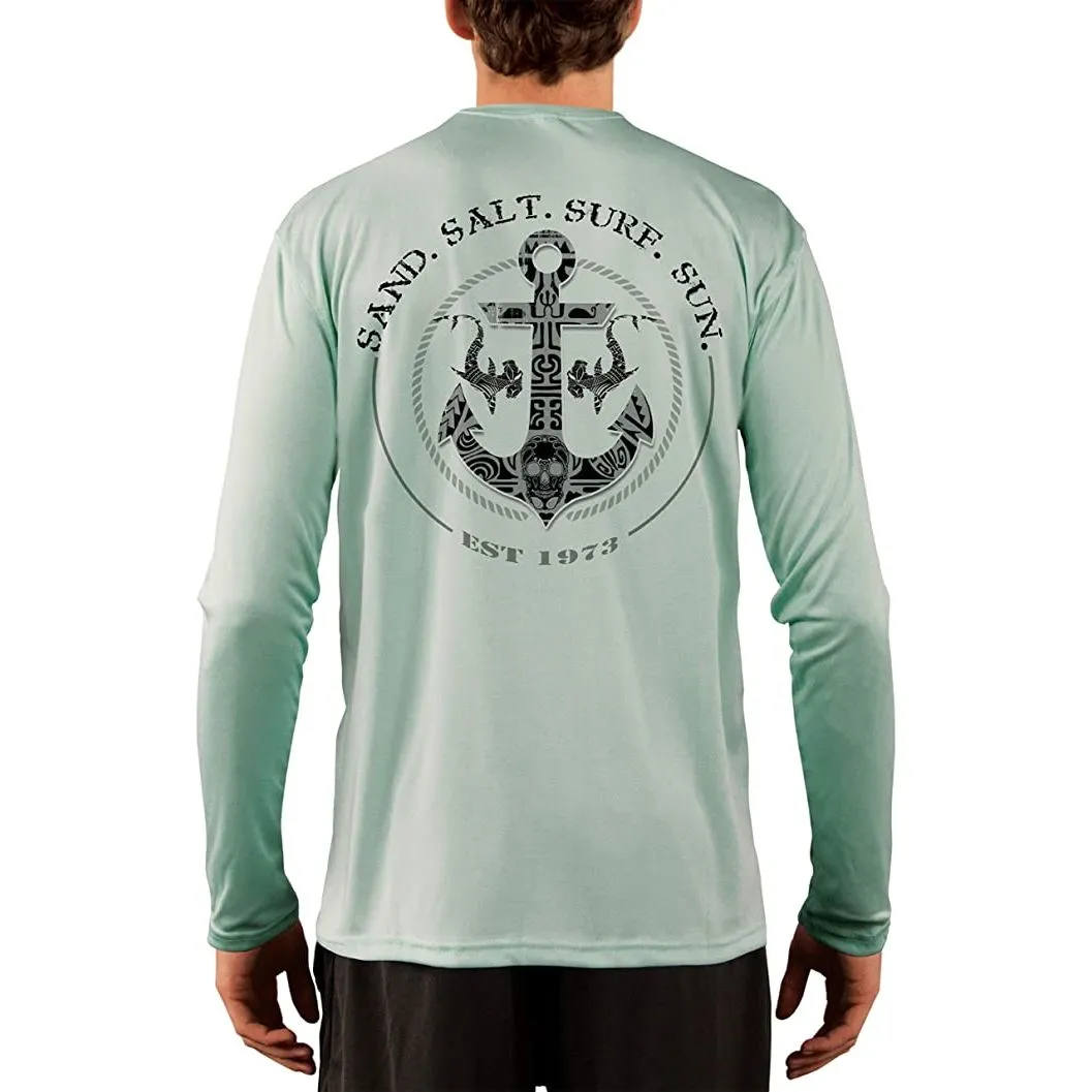 SAND.SALT.SURF.SUN. Shark Anchor Men's UPF 50  UV Sun Protection Performance Long Sleeve T-Shirt