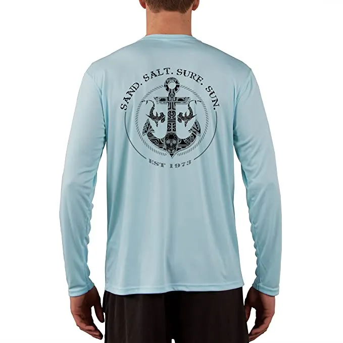 SAND.SALT.SURF.SUN. Shark Anchor Men's UPF 50  UV Sun Protection Performance Long Sleeve T-Shirt