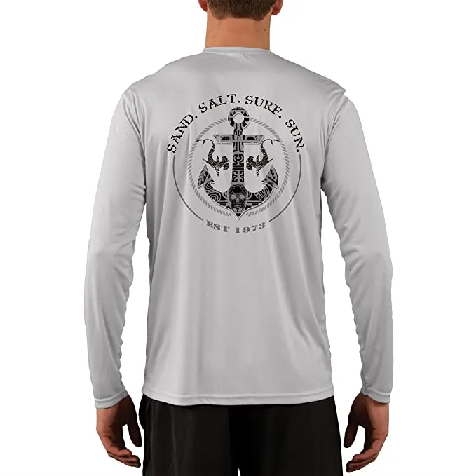 SAND.SALT.SURF.SUN. Shark Anchor Men's UPF 50  UV Sun Protection Performance Long Sleeve T-Shirt