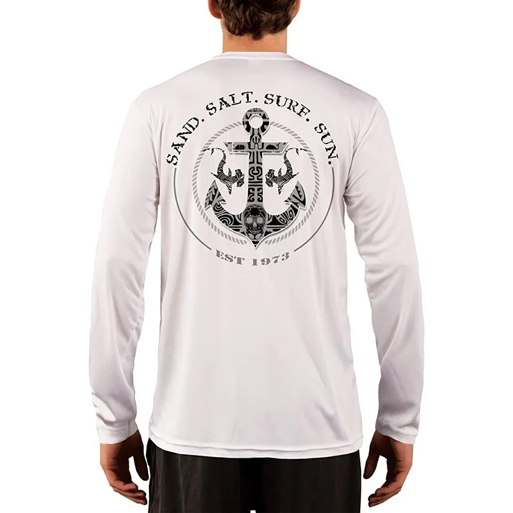 SAND.SALT.SURF.SUN. Shark Anchor Men's UPF 50  UV Sun Protection Performance Long Sleeve T-Shirt