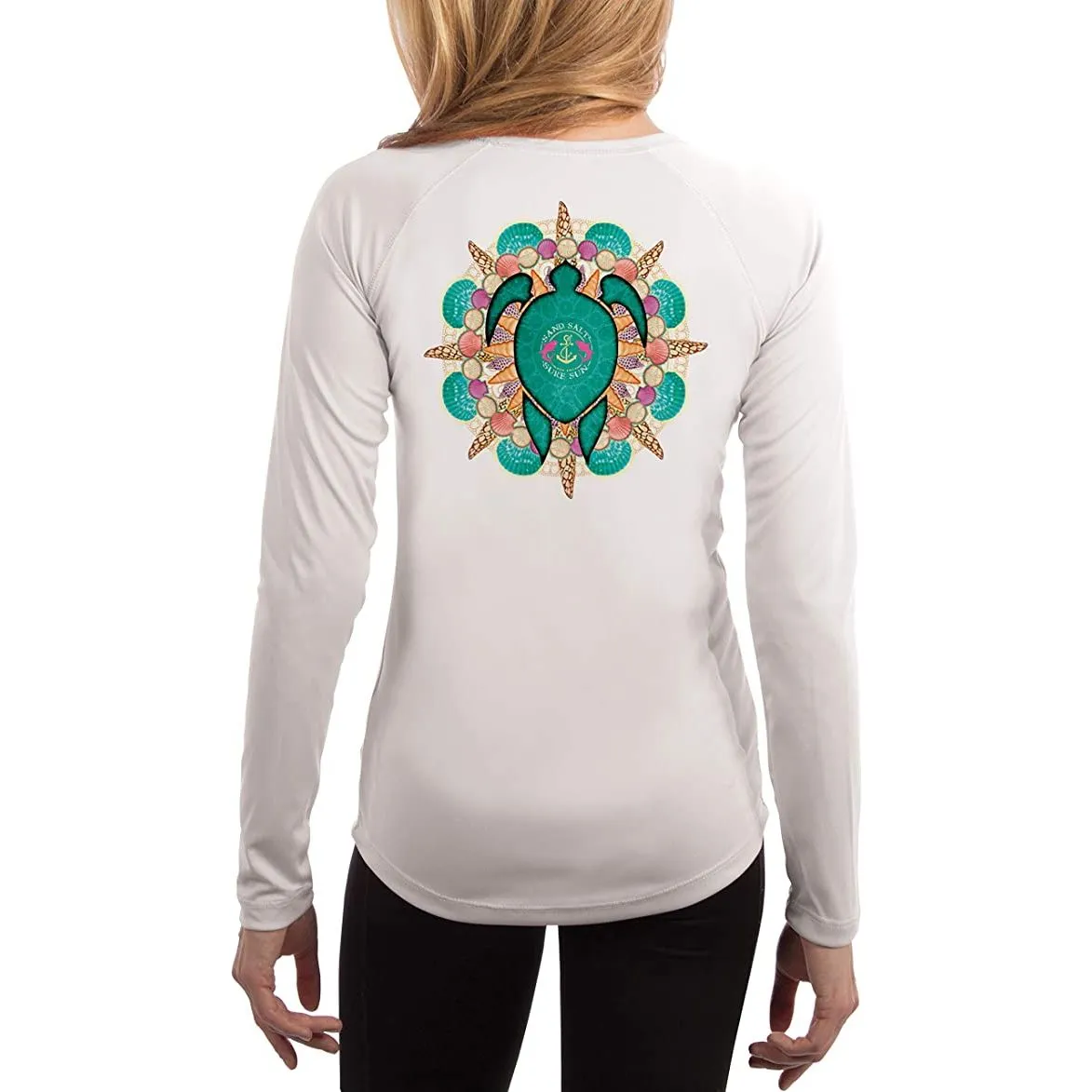 SAND.SALT.SURF.SUN. Turtle Shells Women's UPF 50  UV Sun Protection Performance Long Sleeve T-Shirt
