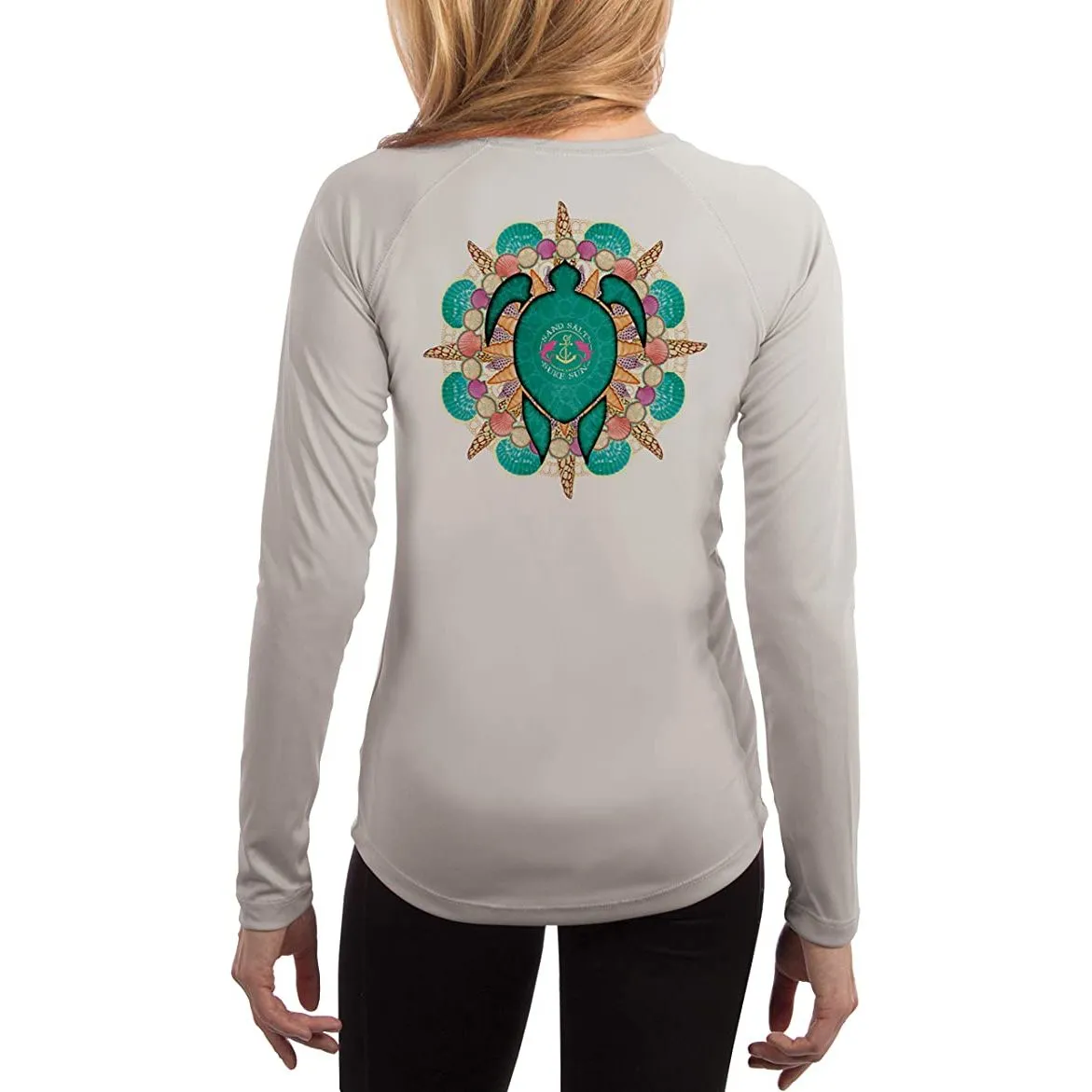 SAND.SALT.SURF.SUN. Turtle Shells Women's UPF 50  UV Sun Protection Performance Long Sleeve T-Shirt