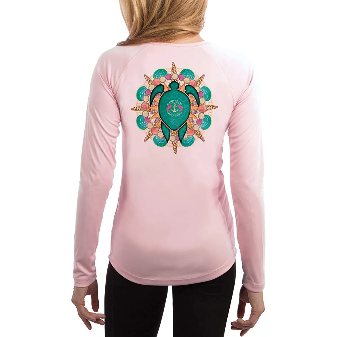 SAND.SALT.SURF.SUN. Turtle Shells Women's UPF 50  UV Sun Protection Performance Long Sleeve T-Shirt