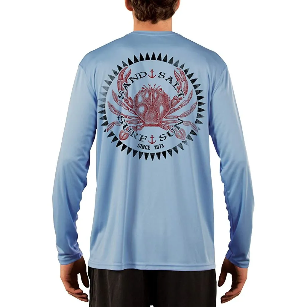 SAND.SALT.SURF.SUN. Vintage Crab Men's UPF 50  UV Sun Protection Performance Long Sleeve T-Shirt