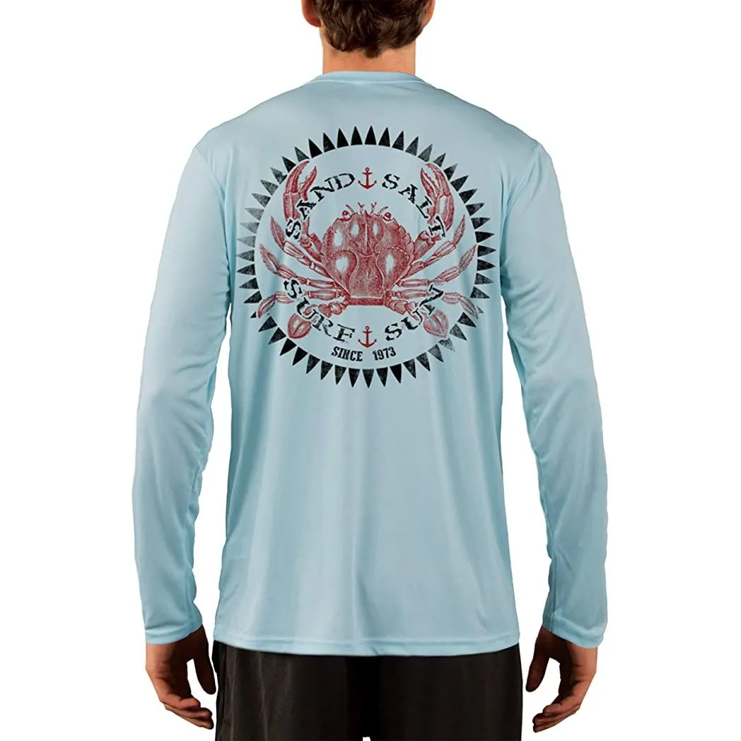 SAND.SALT.SURF.SUN. Vintage Crab Men's UPF 50  UV Sun Protection Performance Long Sleeve T-Shirt