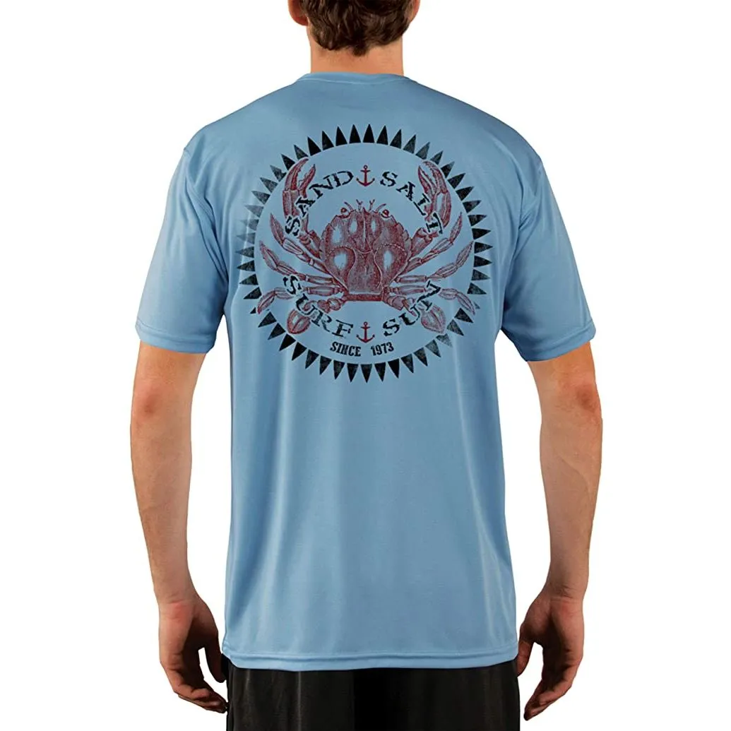 SAND.SALT.SURF.SUN. Vintage Crab Men's UPF 50  UV Sun Protection Performance Short Sleeve T-Shirt