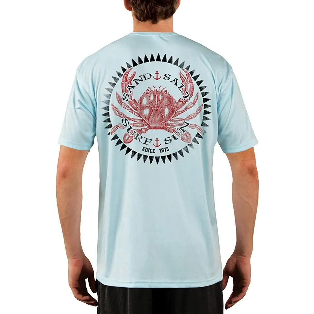 SAND.SALT.SURF.SUN. Vintage Crab Men's UPF 50  UV Sun Protection Performance Short Sleeve T-Shirt