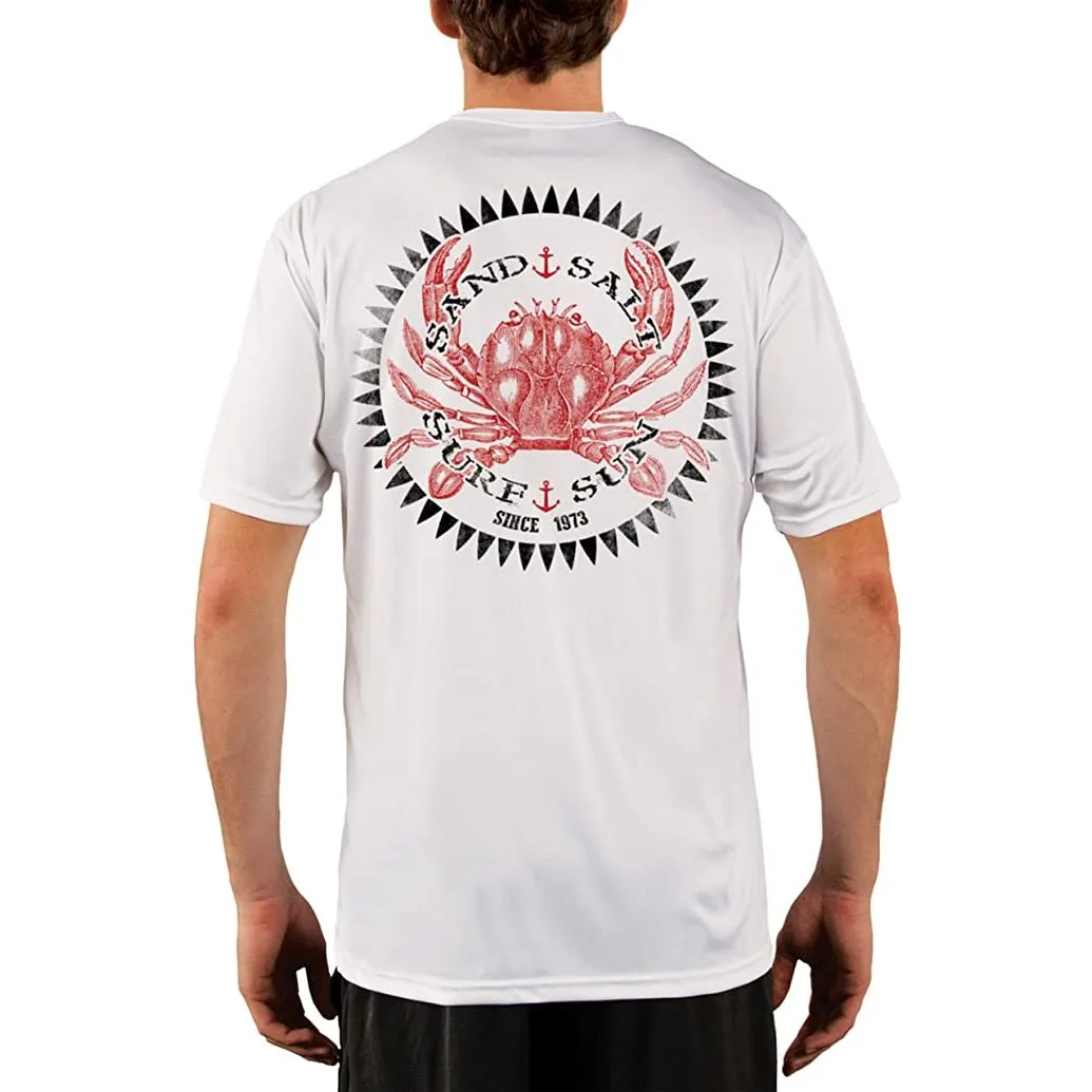 SAND.SALT.SURF.SUN. Vintage Crab Men's UPF 50  UV Sun Protection Performance Short Sleeve T-Shirt