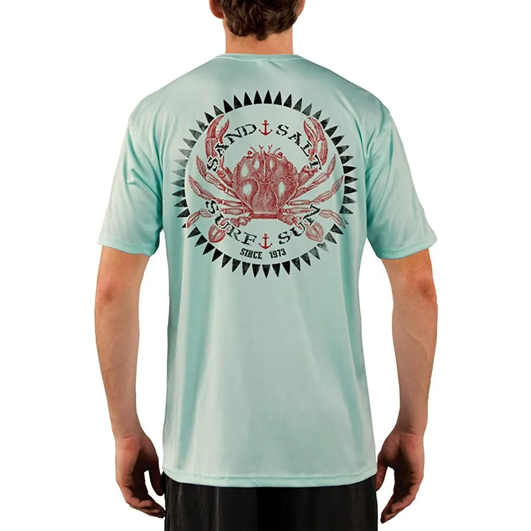 SAND.SALT.SURF.SUN. Vintage Crab Men's UPF 50  UV Sun Protection Performance Short Sleeve T-Shirt