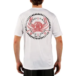 SAND.SALT.SURF.SUN. Vintage Crab Men's UPF 50  UV Sun Protection Performance Short Sleeve T-Shirt