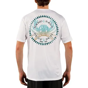 SAND.SALT.SURF.SUN. Vintage Crab Men's UPF 50  UV Sun Protection Performance Short Sleeve T-Shirt