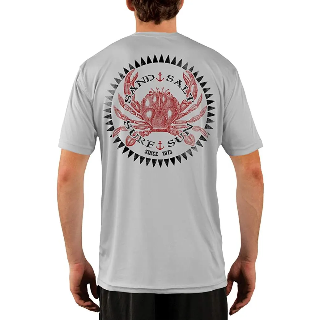 SAND.SALT.SURF.SUN. Vintage Crab Men's UPF 50  UV Sun Protection Performance Short Sleeve T-Shirt