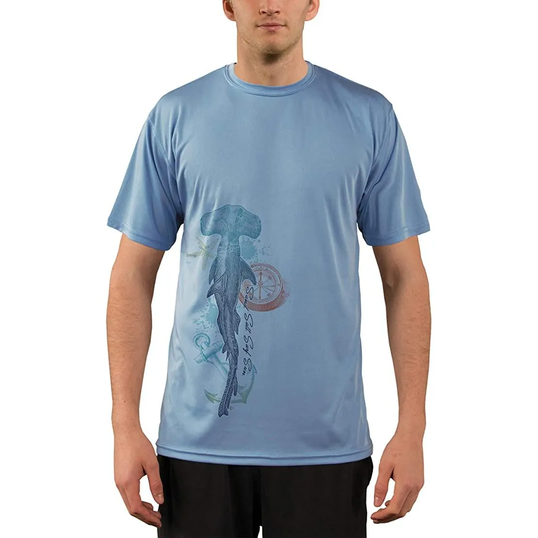 SAND.SALT.SURF.SUN. Vintage Shark Men's UPF 50  UV Sun Protection Performance Short Sleeve T-Shirt