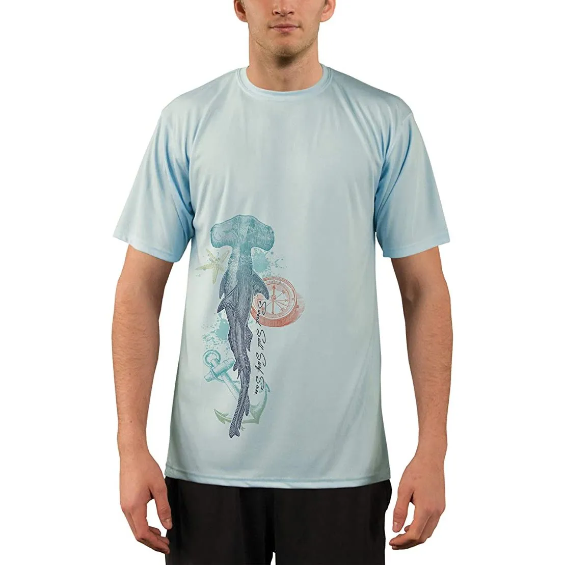 SAND.SALT.SURF.SUN. Vintage Shark Men's UPF 50  UV Sun Protection Performance Short Sleeve T-Shirt