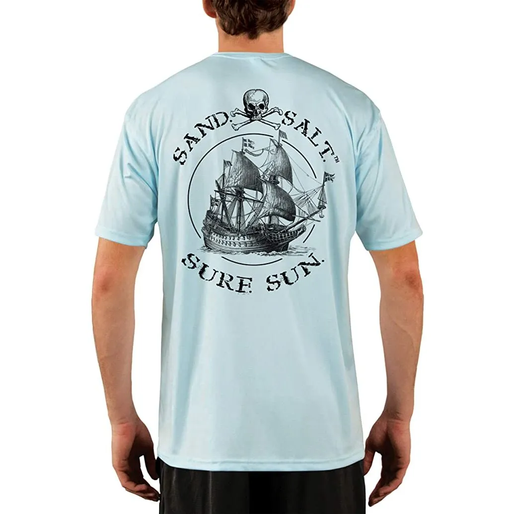 SAND.SALT.SURF.SUN. Vintage Ship Men's UPF 50  UV Sun Protection Performance Short Sleeve T-Shirt