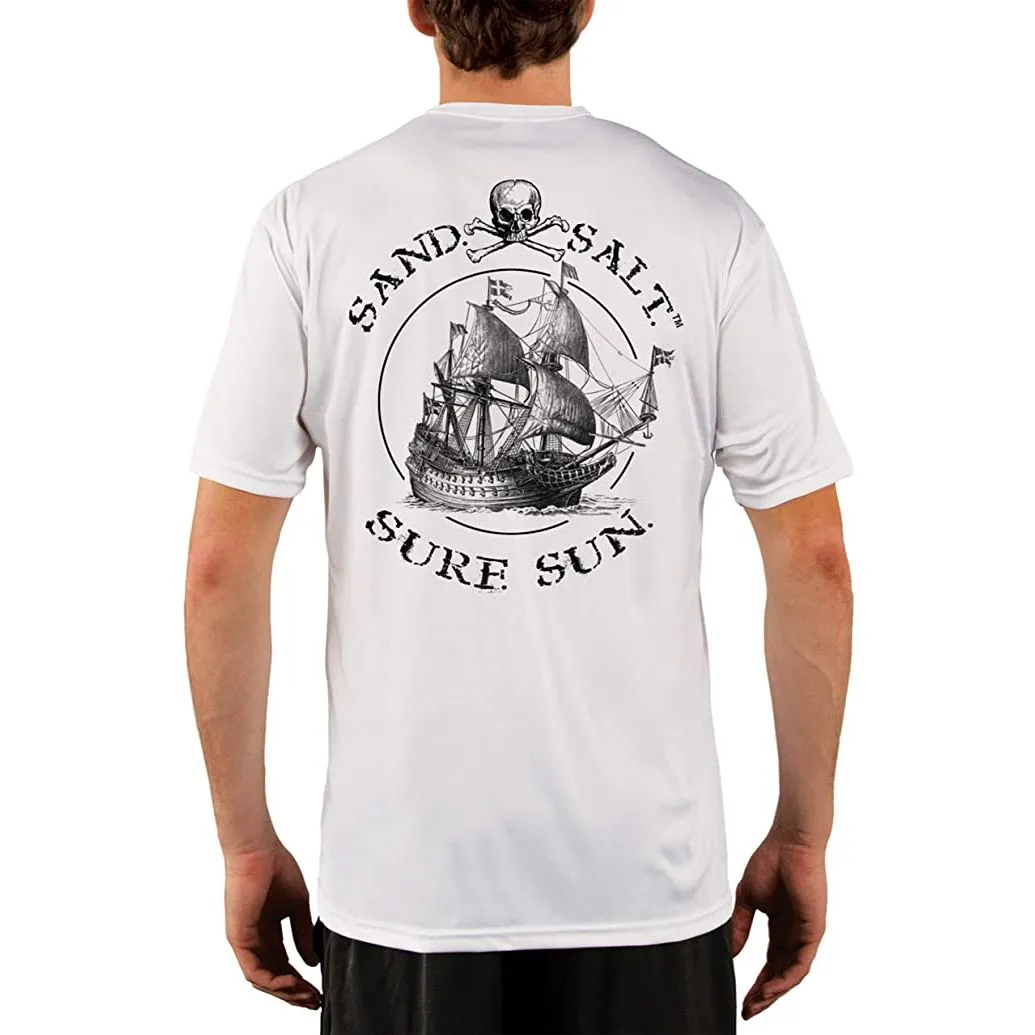 SAND.SALT.SURF.SUN. Vintage Ship Men's UPF 50  UV Sun Protection Performance Short Sleeve T-Shirt