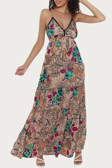 SAPANA TIERED FLORAL-PRINT MAXI DRESS
