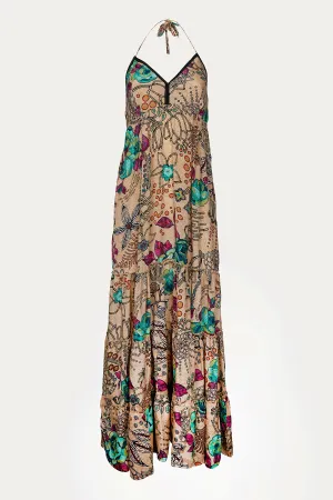 SAPANA TIERED FLORAL-PRINT MAXI DRESS