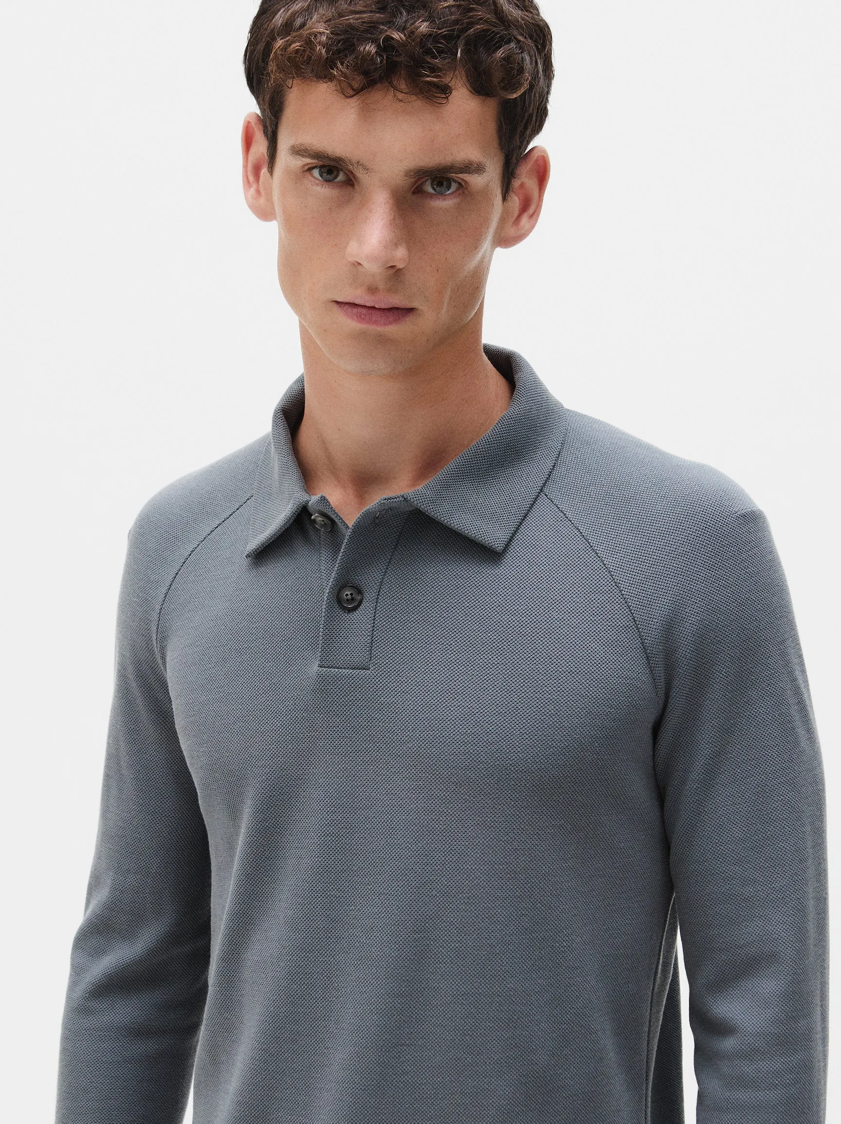 Silk Long Sleeve Pique Polo