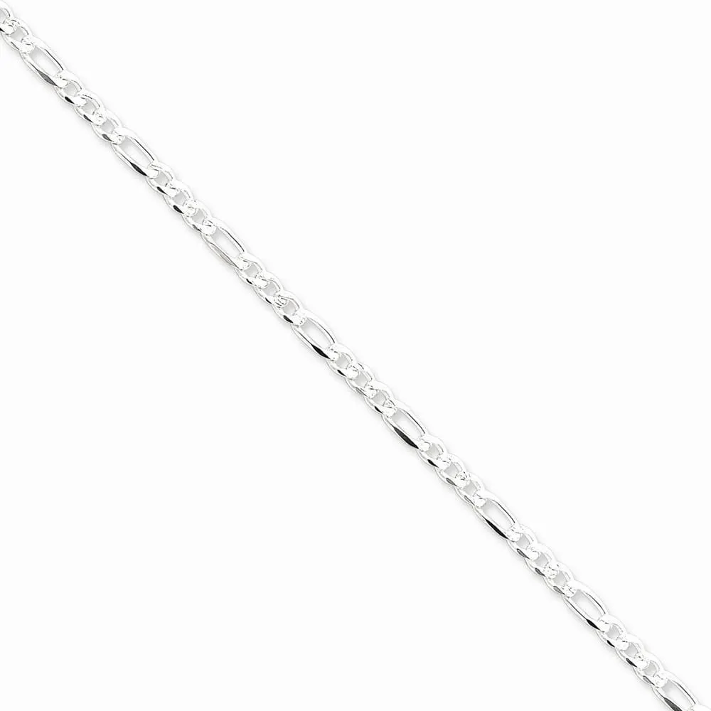 Silver 4.00-mm Solid Pave Flat Figaro Chain