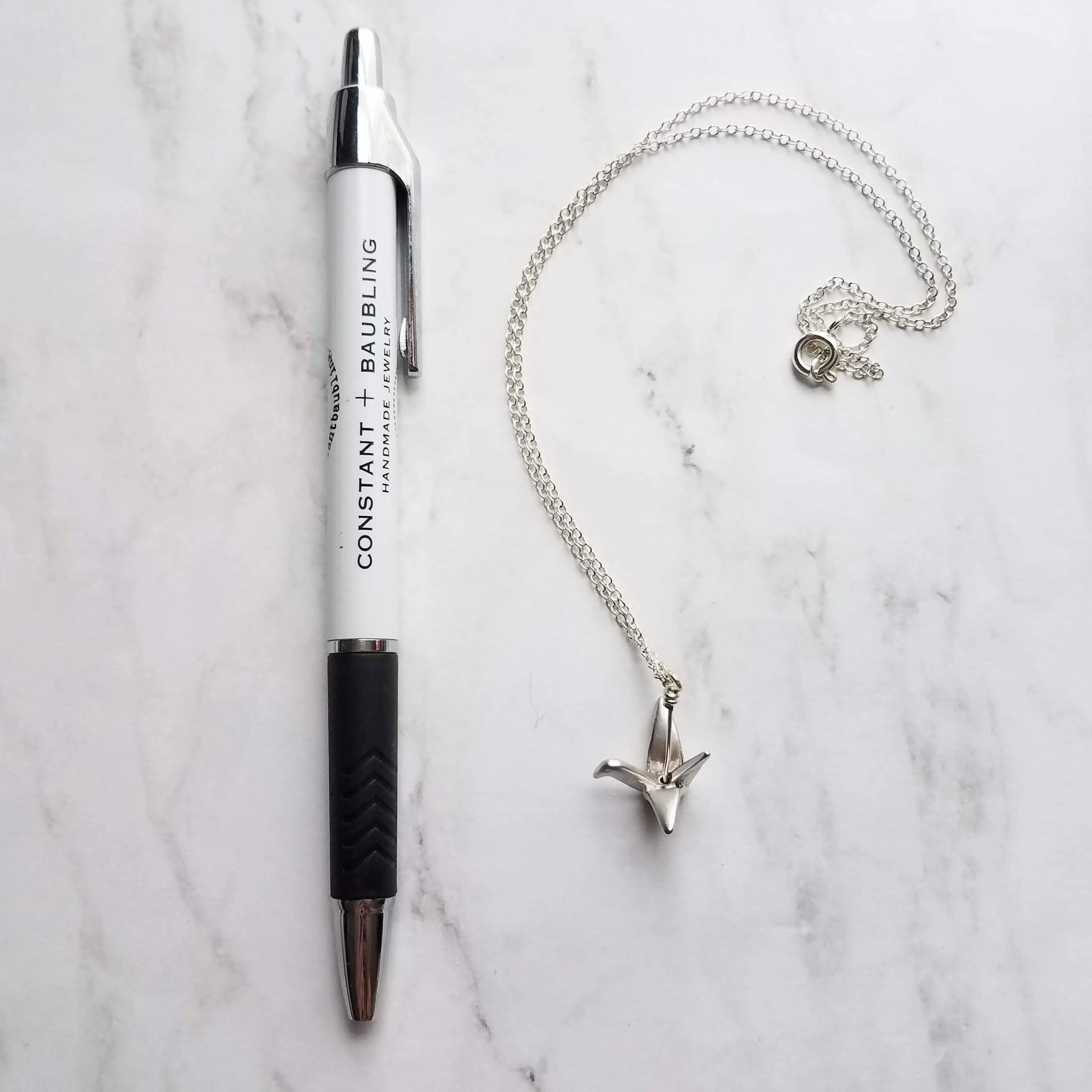Silver Crane Necklace, origami crane necklace, gold crane necklace, maternal love necklace, good will necklace, folded paper crane necklace