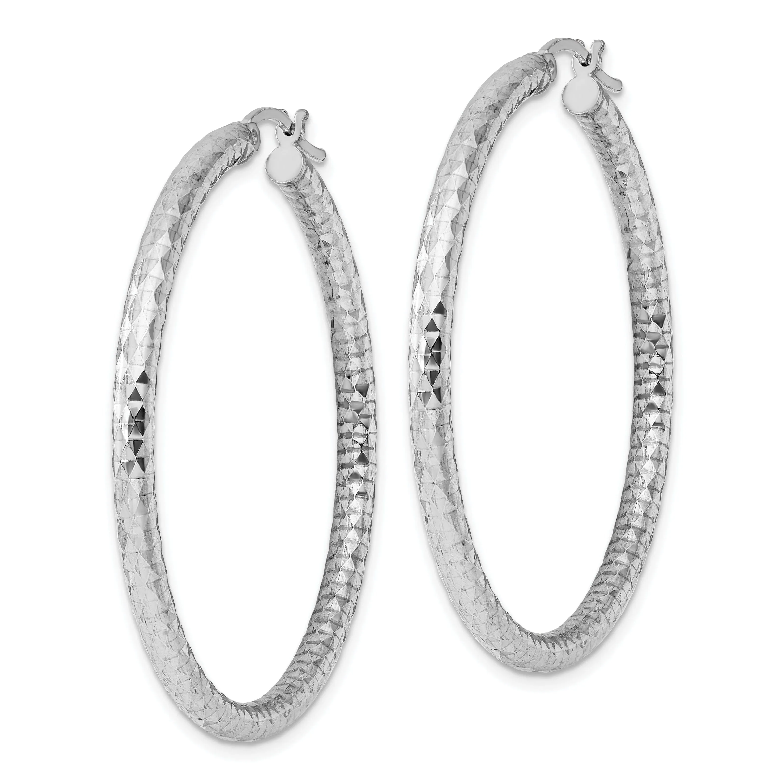 Silver D.C Hollow Hoop Hinged Back Earrings