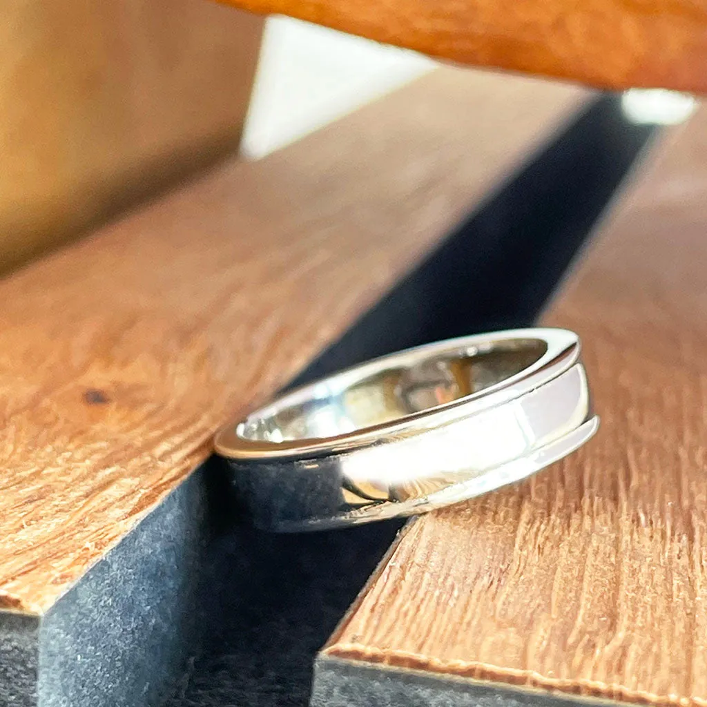 Silver Double Grooved Banded Ring